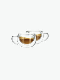 Dubbelwandige glazen ronde koffiekopjes - set van 2